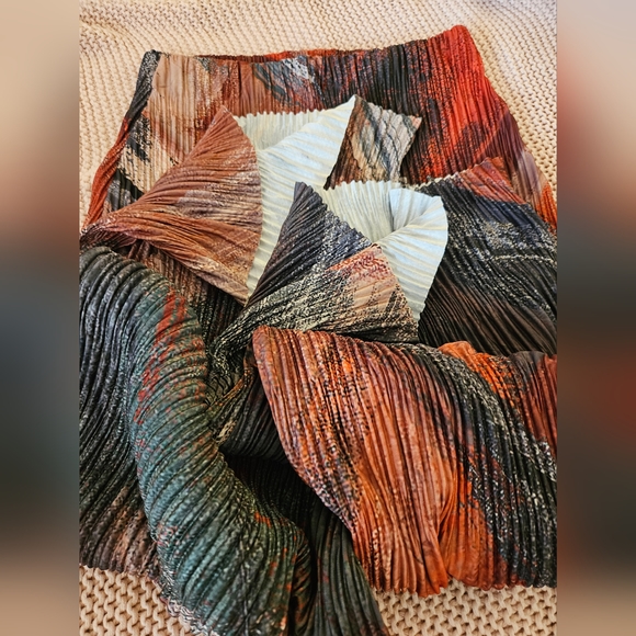 Cozy Abstract Printed Pleated Straight Wide-leg Pants By ZARA - Picture 10 of 14